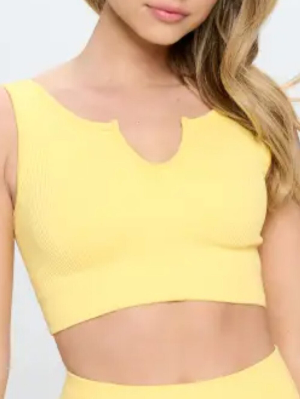 Otos Sleeveless Activewear Ribbed Crop Top in Yellow. Sz M NWT